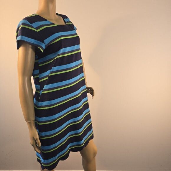 Sara Campbell Striped Shift Dress Women Sz XL Scalloped Hemline - Picture 4 of 7